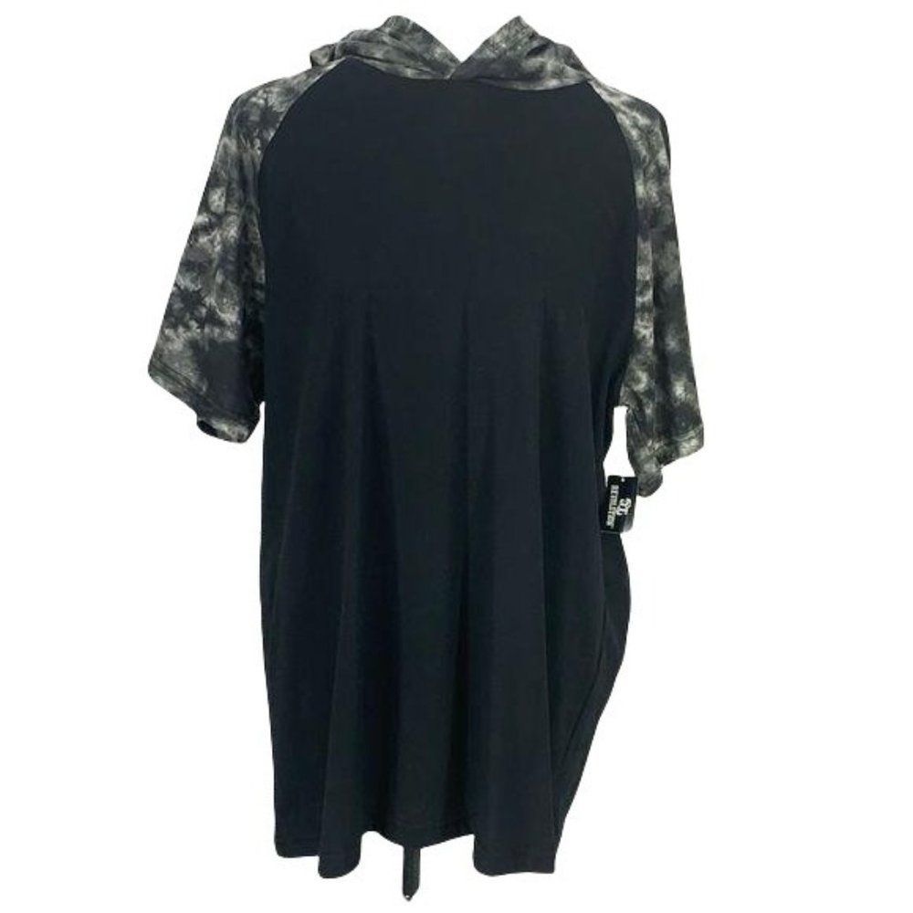 OT Revolution Men's Short Sleeve Black & Tie Dye Camo Hooded T Shirt Size Large